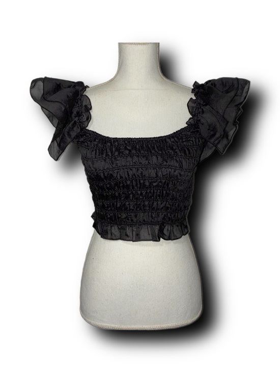 Cotton Candy Tops - Cotton Candy LA Smocked Cropped Cottagecore Whimsigoth Ruffle Sleeve Top